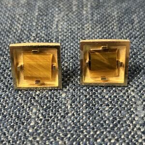 Dante Cufflink Set Men's Gold Tone And Tigereye Vintage